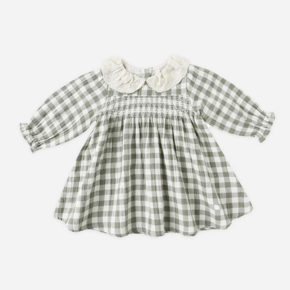 Quincy Mae Callie dress in Forest Check 2-3Y